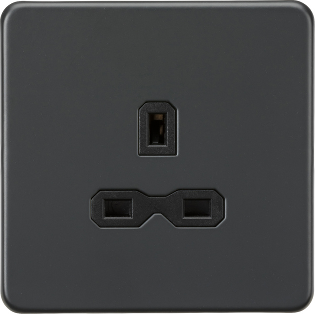 13A 1G Unswitched Socket - Anthracite with Black Insert