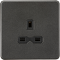 13A 1G Unswitched Socket in Smoked Bronze with Black Insert