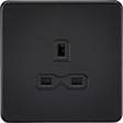 13A 1G Unswitched Socket - Matt Black with Black Insert