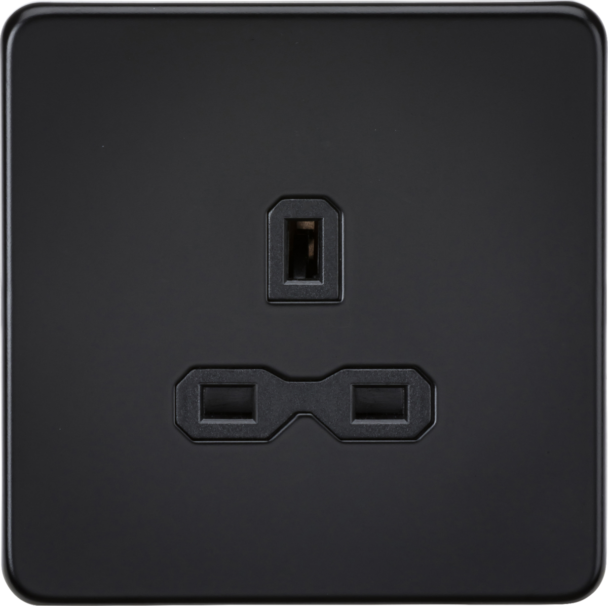 13A 1G Unswitched Socket - Matt Black with Black Insert