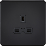 13A 1G Unswitched Socket - Matt Black with Black Insert