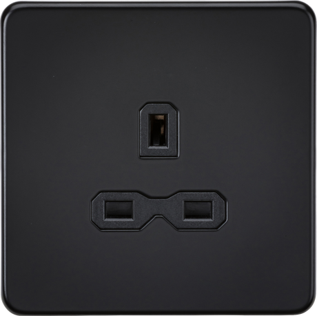 13A 1G Unswitched Socket - Matt Black with Black Insert