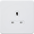 13A 1G Unswitched Socket - Matt White with White Insert
