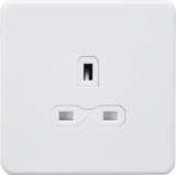 13A 1G Unswitched Socket - Matt White with White Insert