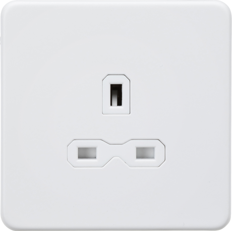 13A 1G Unswitched Socket - Matt White with White Insert