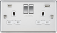 13A 2G SP Switched Socket with Dual USB C+A 5V DC 4.0A - Polished Chrome