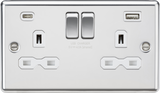 13A 2G SP Switched Socket with Dual USB C+A 5V DC 4.0A - Polished Chrome