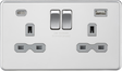 Polished Chrome 13A 2G Switched Socket with USB A+C