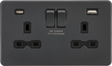 13A 2G SP Switched Socket with Dual USB A+C - Anthracite