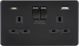 ML Accessories 13A 2G SP Switched Socket with Dual USB A+C - Matt Black