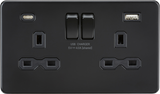 ML Accessories 13A 2G SP Switched Socket with Dual USB A+C - Matt Black