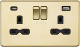 13A Dual USB Socket with Polished Brass Finish