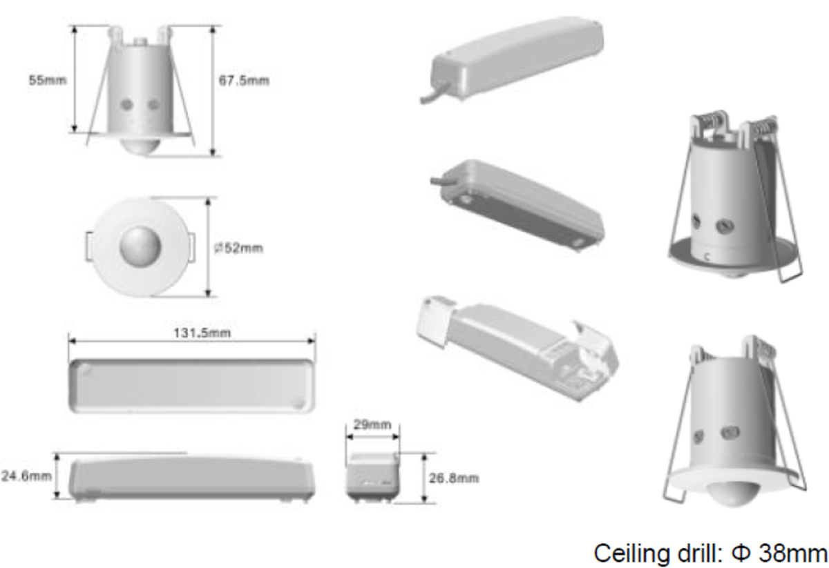 Mini 360° PIR Sensor with White Finish