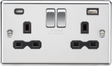 ML Accessories 13A 2G SP Switched Socket with Dual USB C+A, Polished Chrome with Black Insert