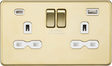 Polished Brass 13A 2G SP Switched Socket with Dual USB A+C