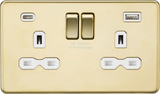 Polished Brass 13A 2G SP Switched Socket with Dual USB A+C