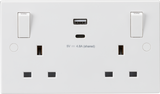 Knightsbridge 13A 2G Switched Socket with Dual USB A+C