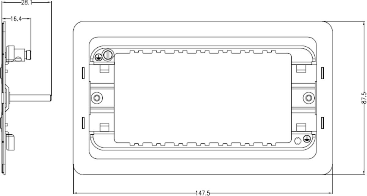 3-4G Grid Mounting Frame for Screwless - Alternate View