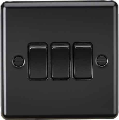 10AX 3G 2-way Switch - Matt Black, Rounded Edge Design