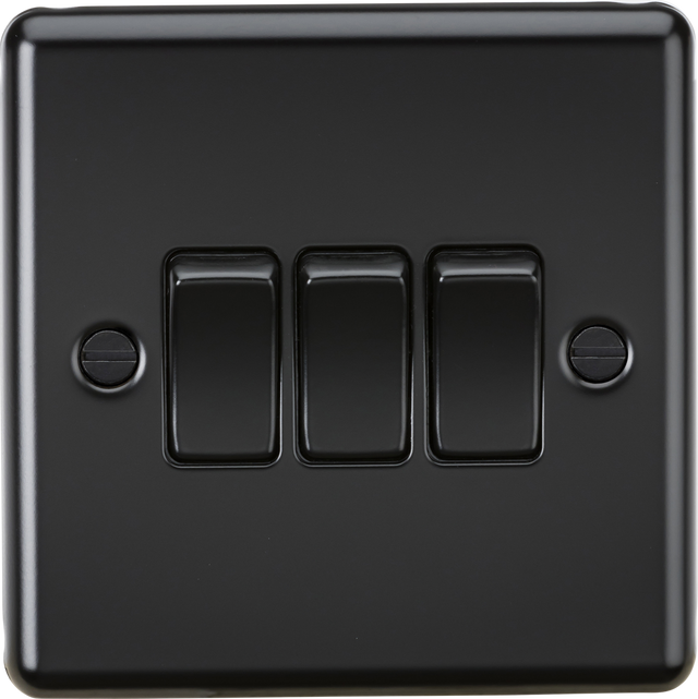 10AX 3G 2-way Switch - Matt Black, Rounded Edge Design