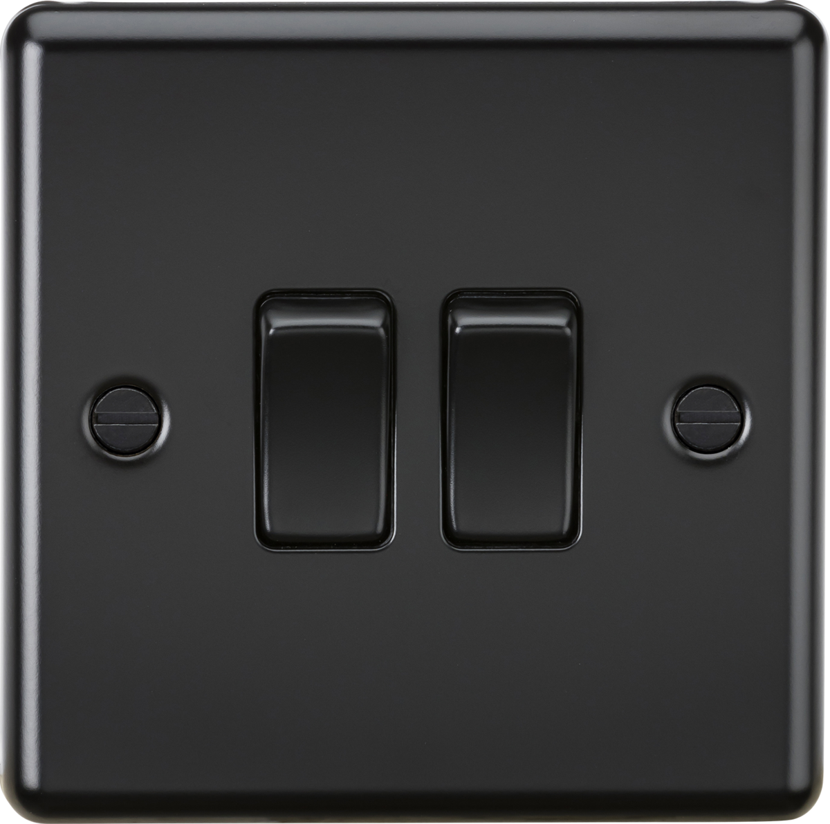 ML Accessories 10AX 2G 2-Way Switch - Matt Black with Rounded Edge