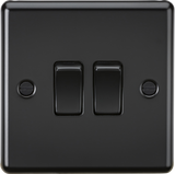 ML Accessories 10AX 2G 2-Way Switch - Matt Black with Rounded Edge