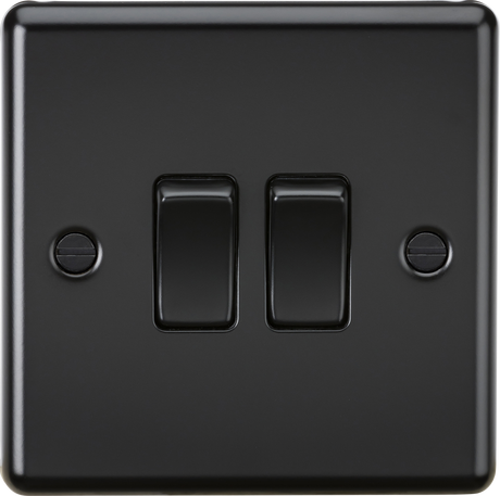 ML Accessories 10AX 2G 2-Way Switch - Matt Black with Rounded Edge
