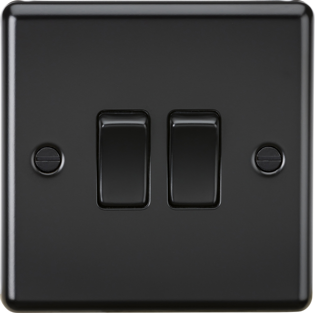 ML Accessories 10AX 2G 2-Way Switch - Matt Black with Rounded Edge