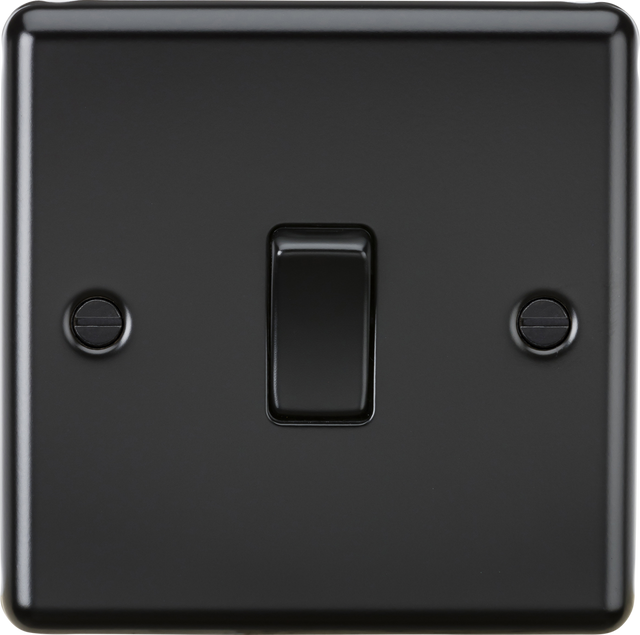 10AX 1G 2-way Switch - Matt Black, Rounded Edge