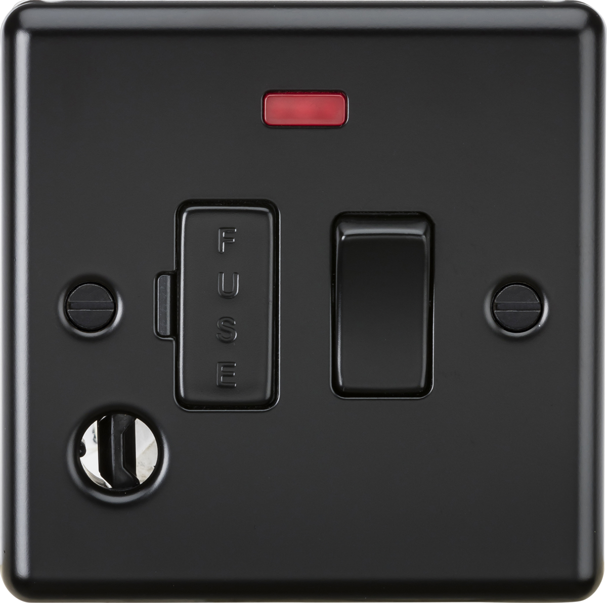 13A Switched Fused Spur Unit with Neon Indicator - Matt Black