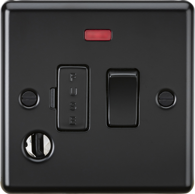 13A Switched Fused Spur Unit with Neon Indicator - Matt Black
