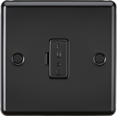 13A Fused Spur Unit - Matt Black with Rounded Edge Design