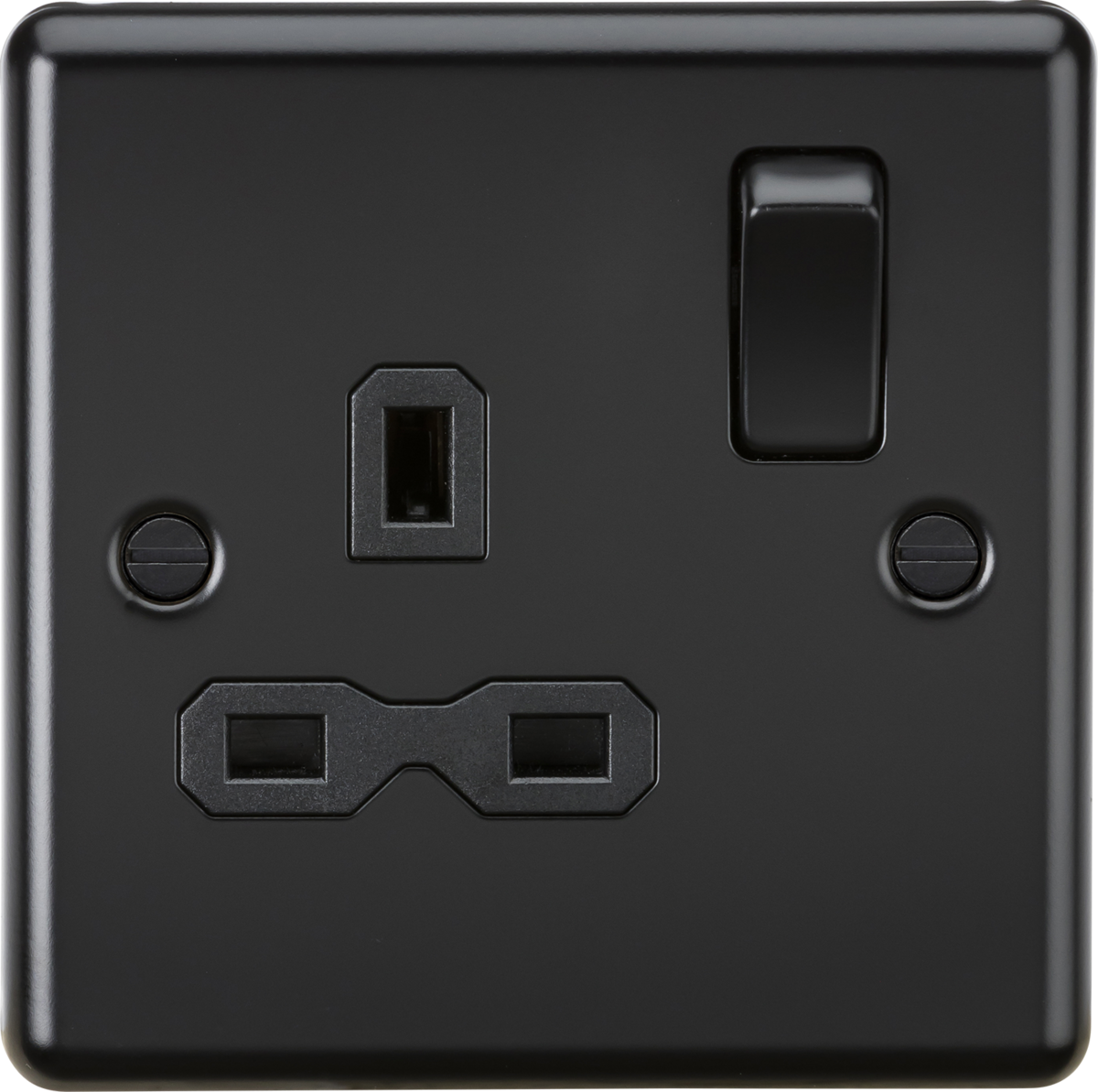 13A 1G DP Switched Socket - Matt Black with Black Insert - ML Accessories