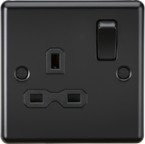 13A 1G DP Switched Socket - Matt Black with Black Insert - ML Accessories