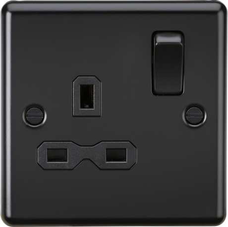 13A 1G DP Switched Socket - Matt Black with Black Insert - ML Accessories