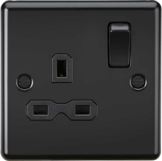 13A 1G DP Switched Socket - Matt Black with Black Insert - ML Accessories