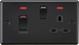 Matt Black 45A Double Pole Switch & 13A Switched Socket with Neons - CL83MNMBB