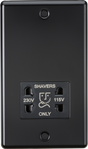 115-230V Dual Voltage Shaver Socket - Matt Black with Black Insert