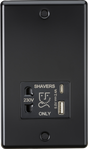230V Shaver Socket with Dual USB A+C - Matt Black