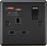13A 1G SP Switched Socket with Dual USB A+C - Matt Black