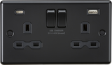 13A 2G SP Switched Socket with Dual USB - Matt Black