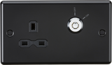 13A DP Key Lockable Socket - Matt Black with Black Insert