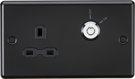 13A DP Key Lockable Socket - Matt Black with Black Insert