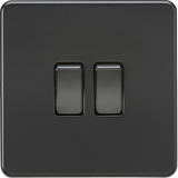 10AX 2G 2-way Switch - Matt Black with black rockers