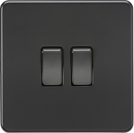 10AX 2G 2-way Switch - Matt Black with black rockers