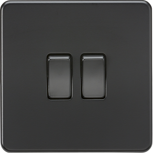 10AX 2G 2-way Switch - Matt Black with black rockers