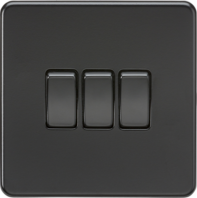 10AX 3G 2-way Switch - Matt Black, Screwless Design