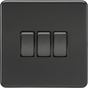 10AX 3G 2-way Switch - Matt Black, Screwless Design