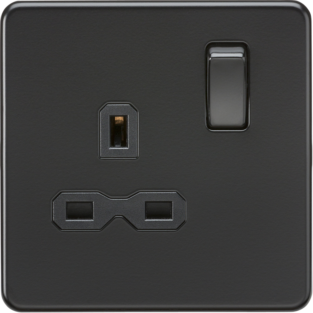 ML Accessories 13A 1G DP Switched Socket - Matt Black with Black Insert