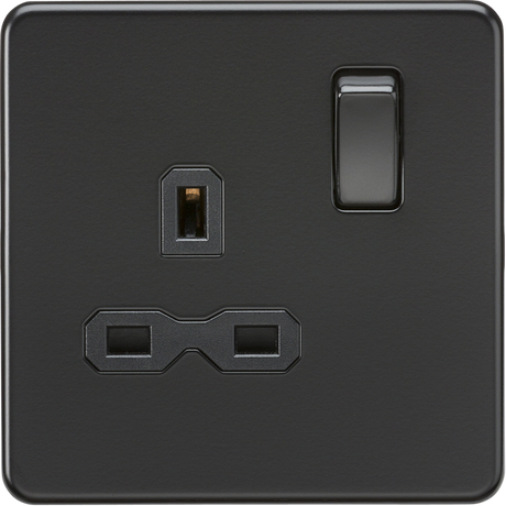 ML Accessories 13A 1G DP Switched Socket - Matt Black with Black Insert